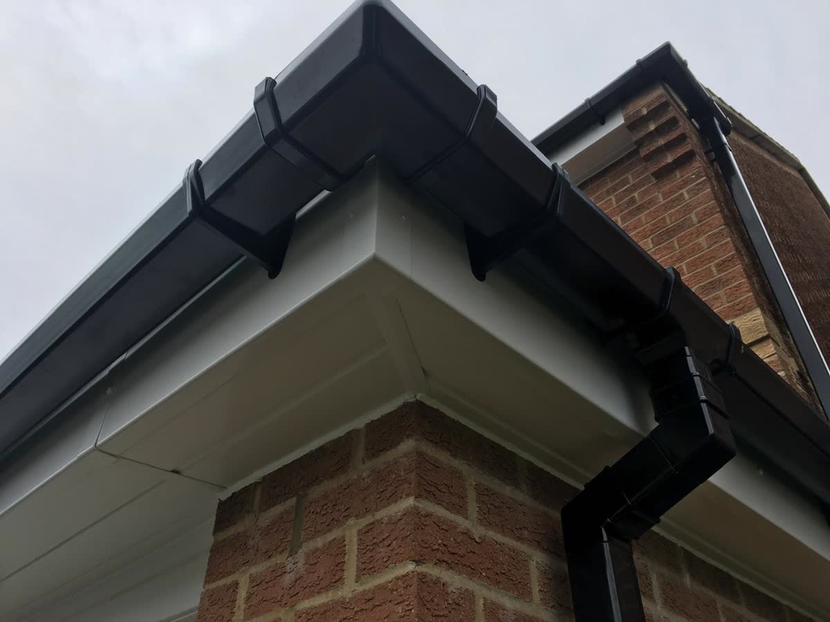 Black gutter running around a corner in Fishponds
