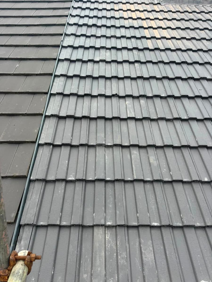 Close view of new grey roof tiles in Long Ashton
