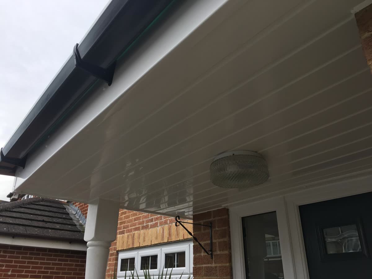 White soffit under a porch roof in Bishopston