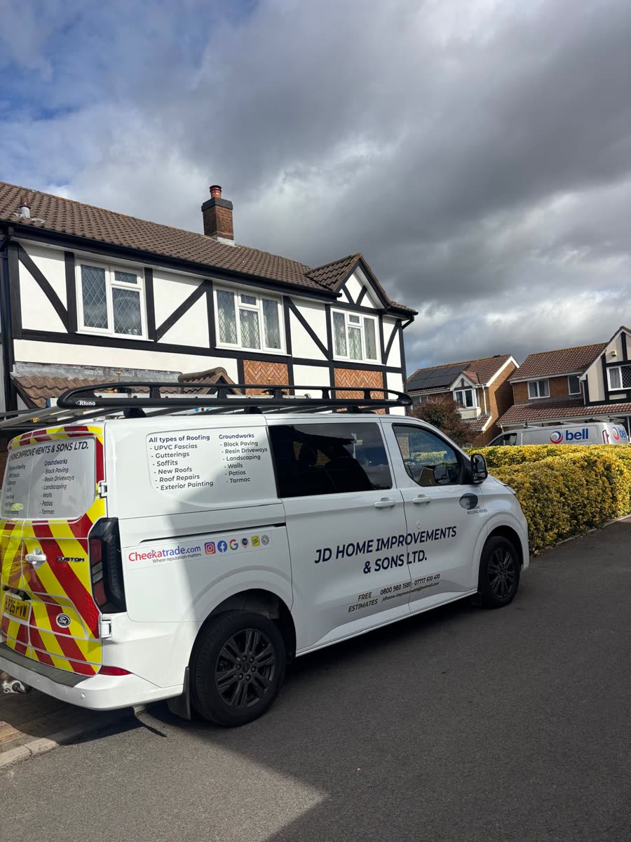 Our company van parked outside a customer's house