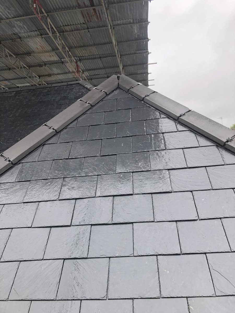Slate roof finished with a new ridge line, Westbury-on-Trym